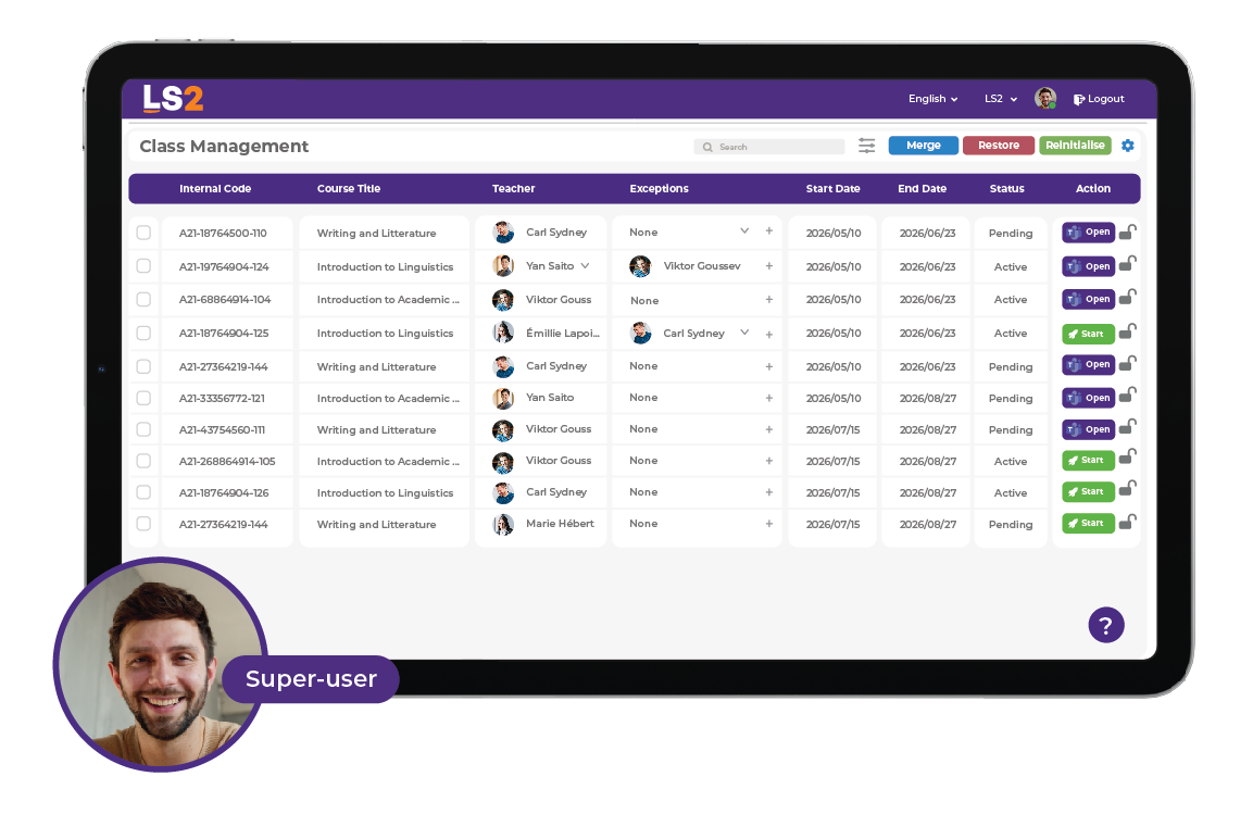 Super-user administration interface